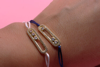 Mess Bileklik Lacivert Altın Çelik