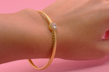 Tek Taş Altın Kaplama Bilezik
