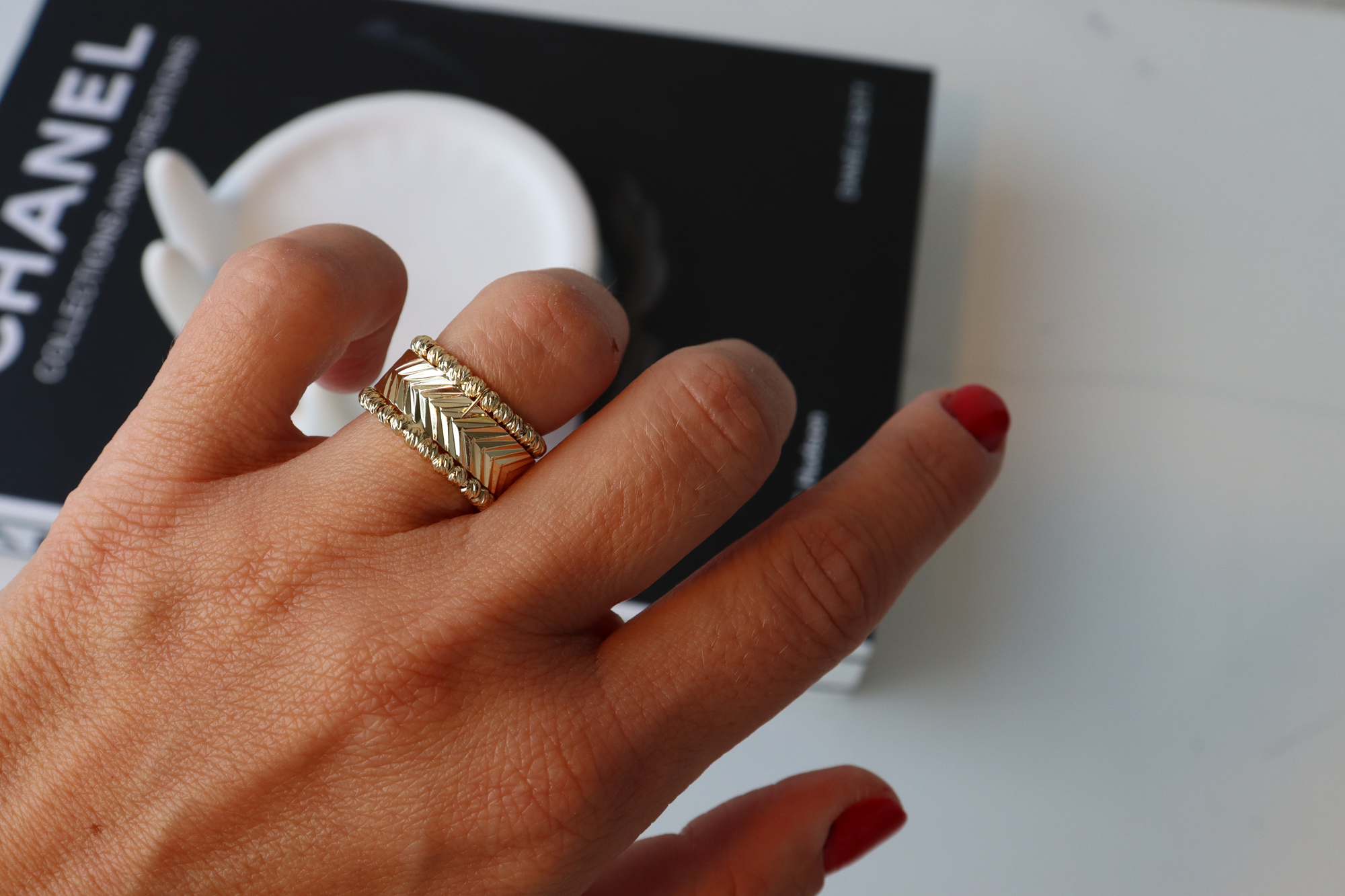 Balık Sırtı Gold Yüzük - Görsel 2