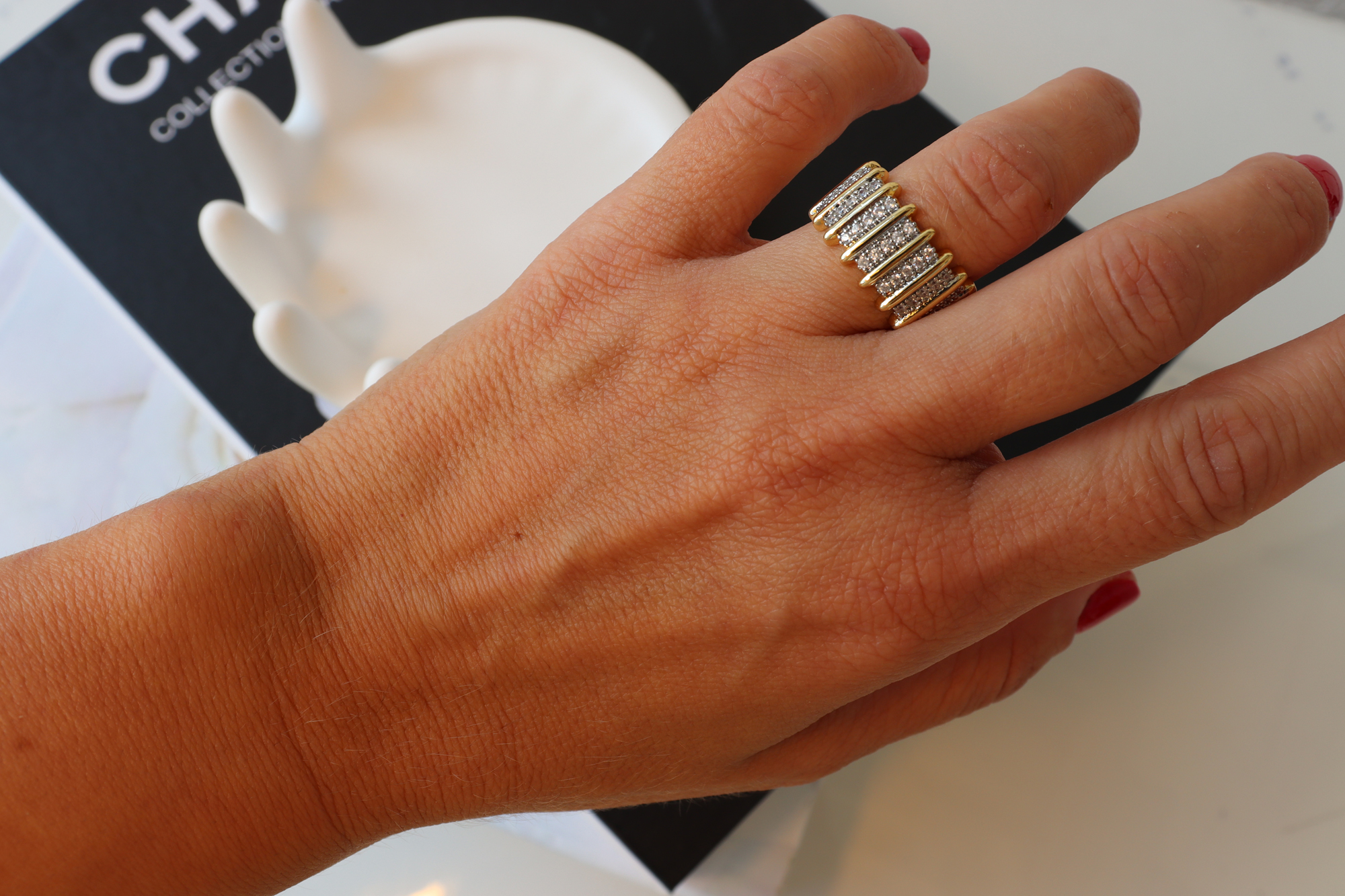 Zirkon Taşlı Gold Renk Yüzük - Görsel 2