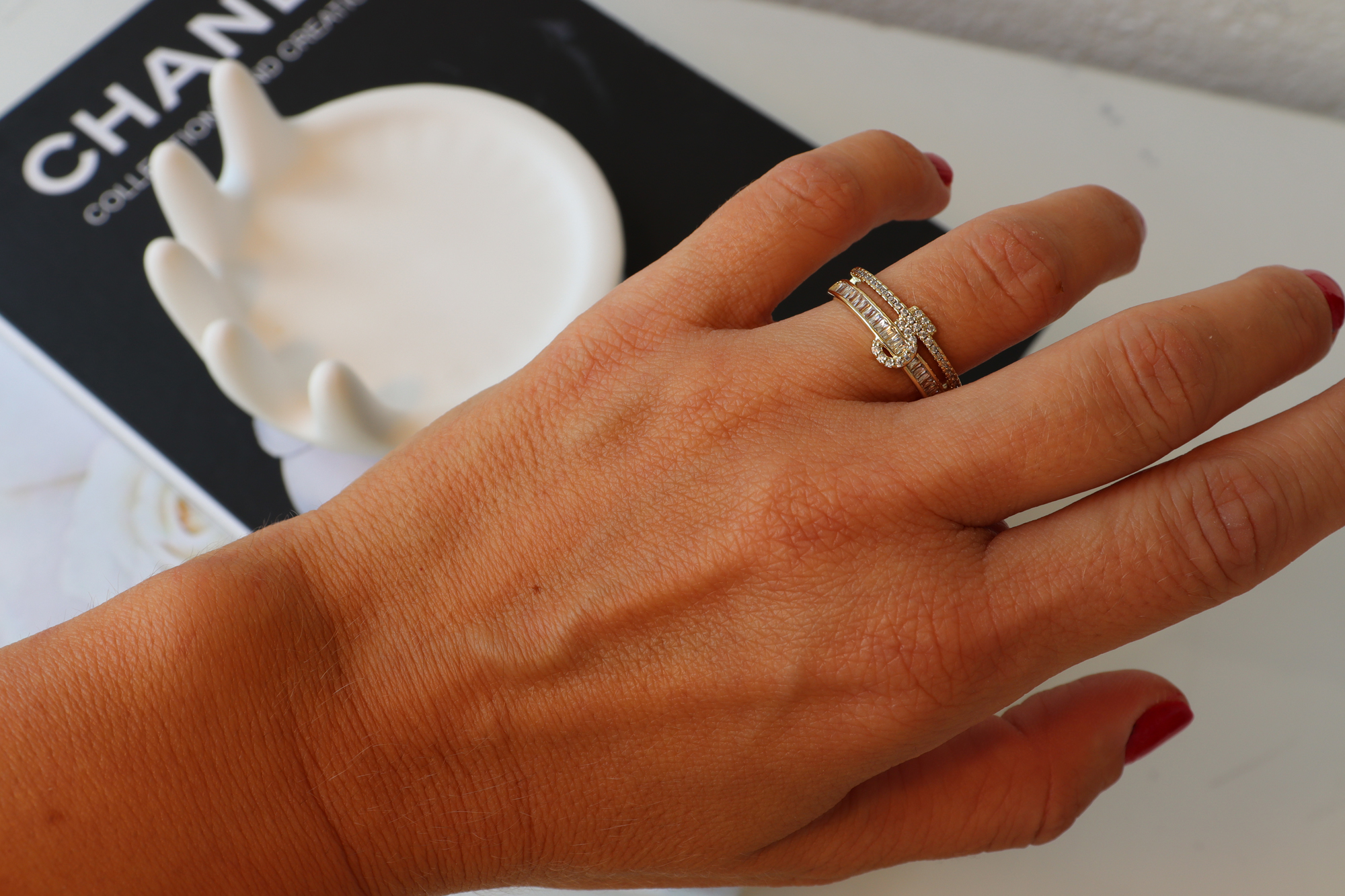 Gold Renkli Rakamlı Yüzük - Görsel 2