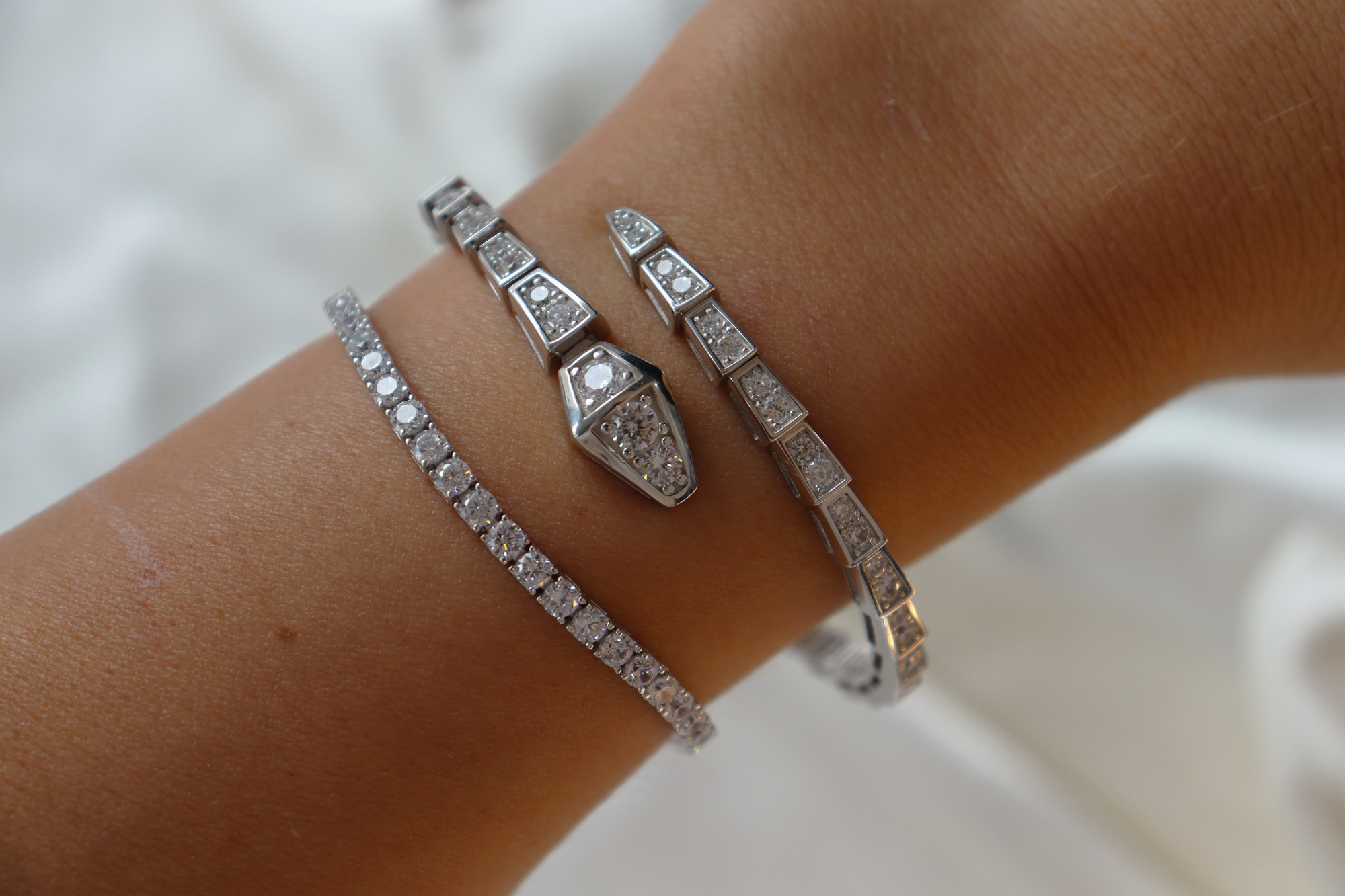 İthal Blg Yılan Taşlı Selen Kelepçe Bilezik - Görsel 2