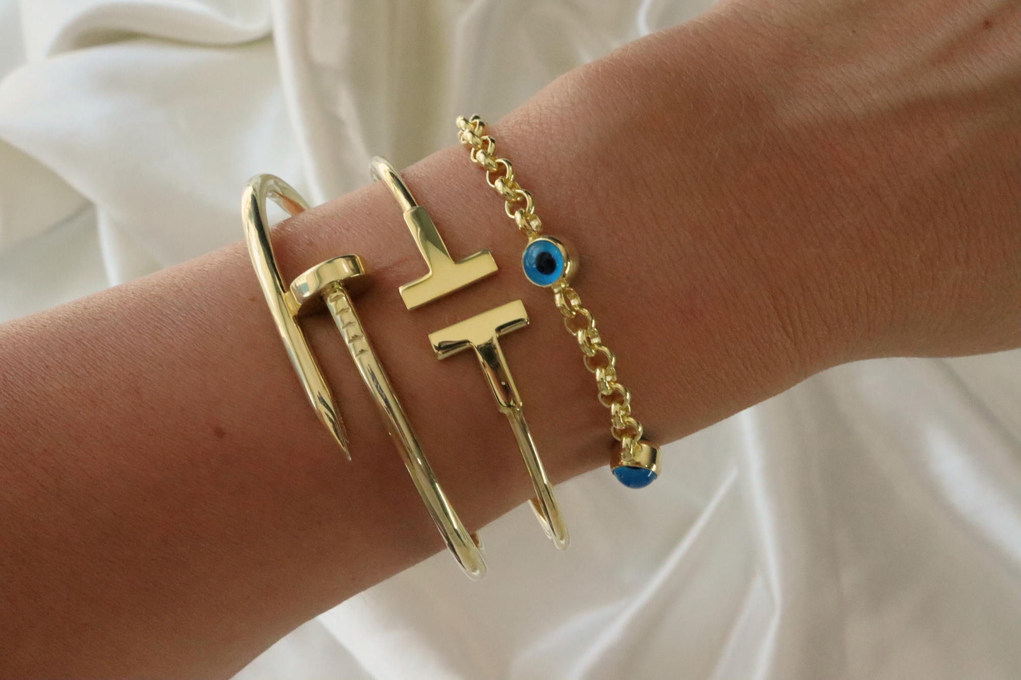 İthal T Altın Kaplama Kelepçe Bilezik - Görsel 2