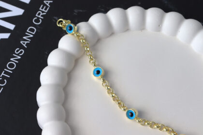 İthal 14k Altın Kaplama Nazar Boncuklu Bileklik