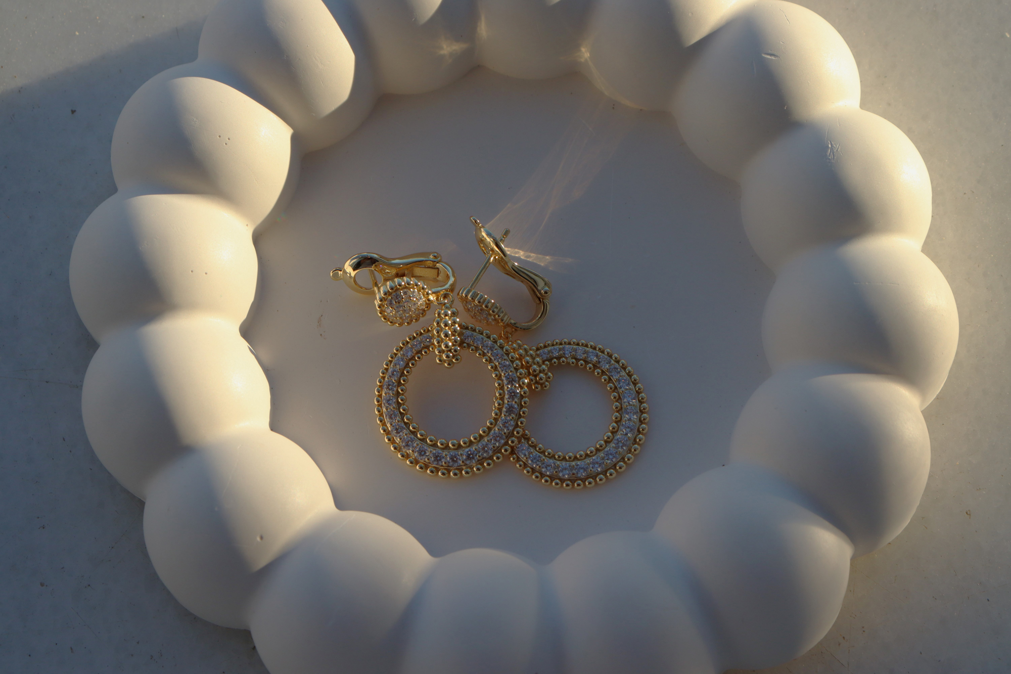 İthal 14k Altın Kaplama Golden Küpe - Görsel 2