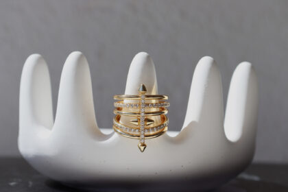 İthal 14k Altın Kaplama Kaburga Yüzük