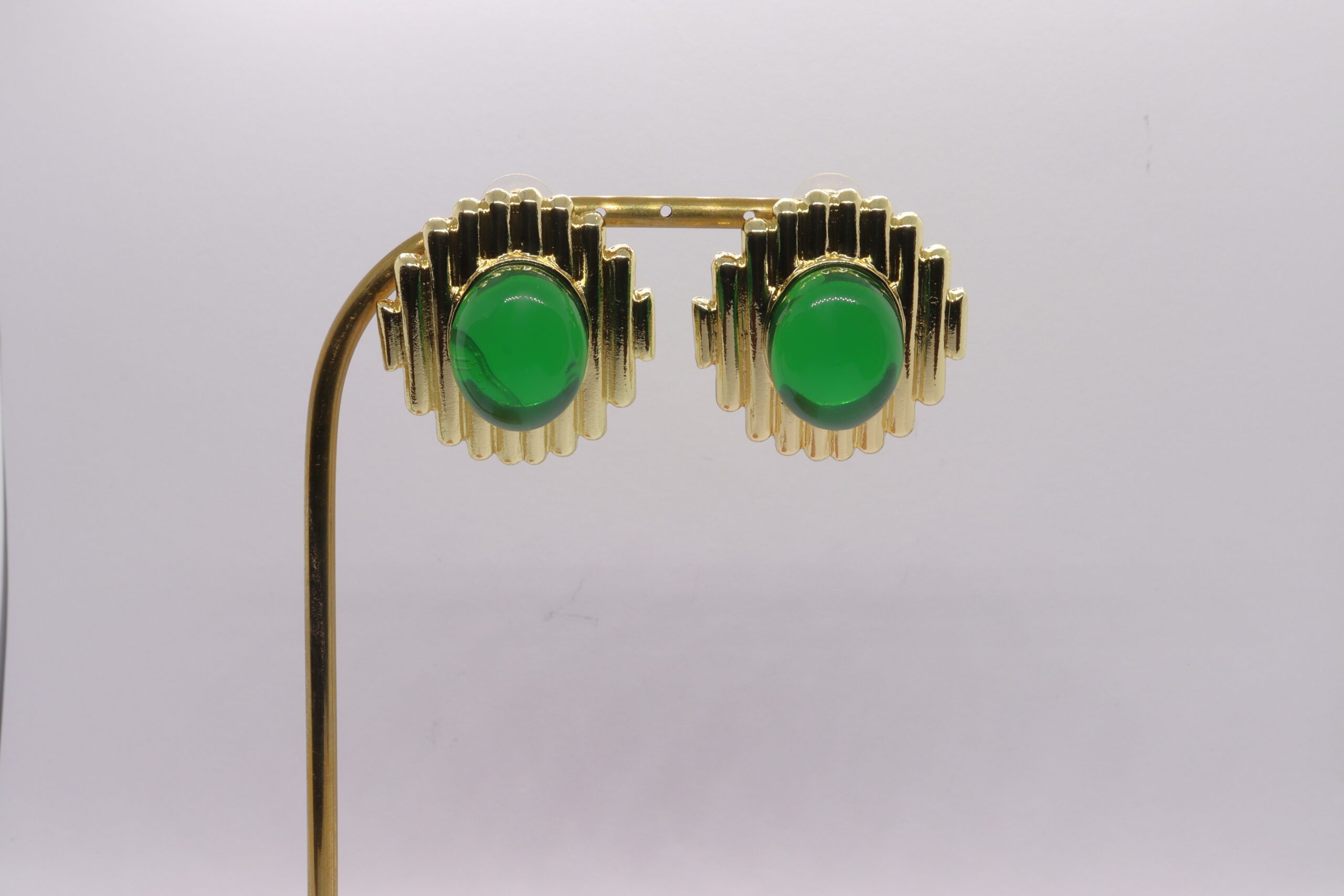 VİNTAGE ZÜMRÜT YEŞİL KÜPE - Görsel 2