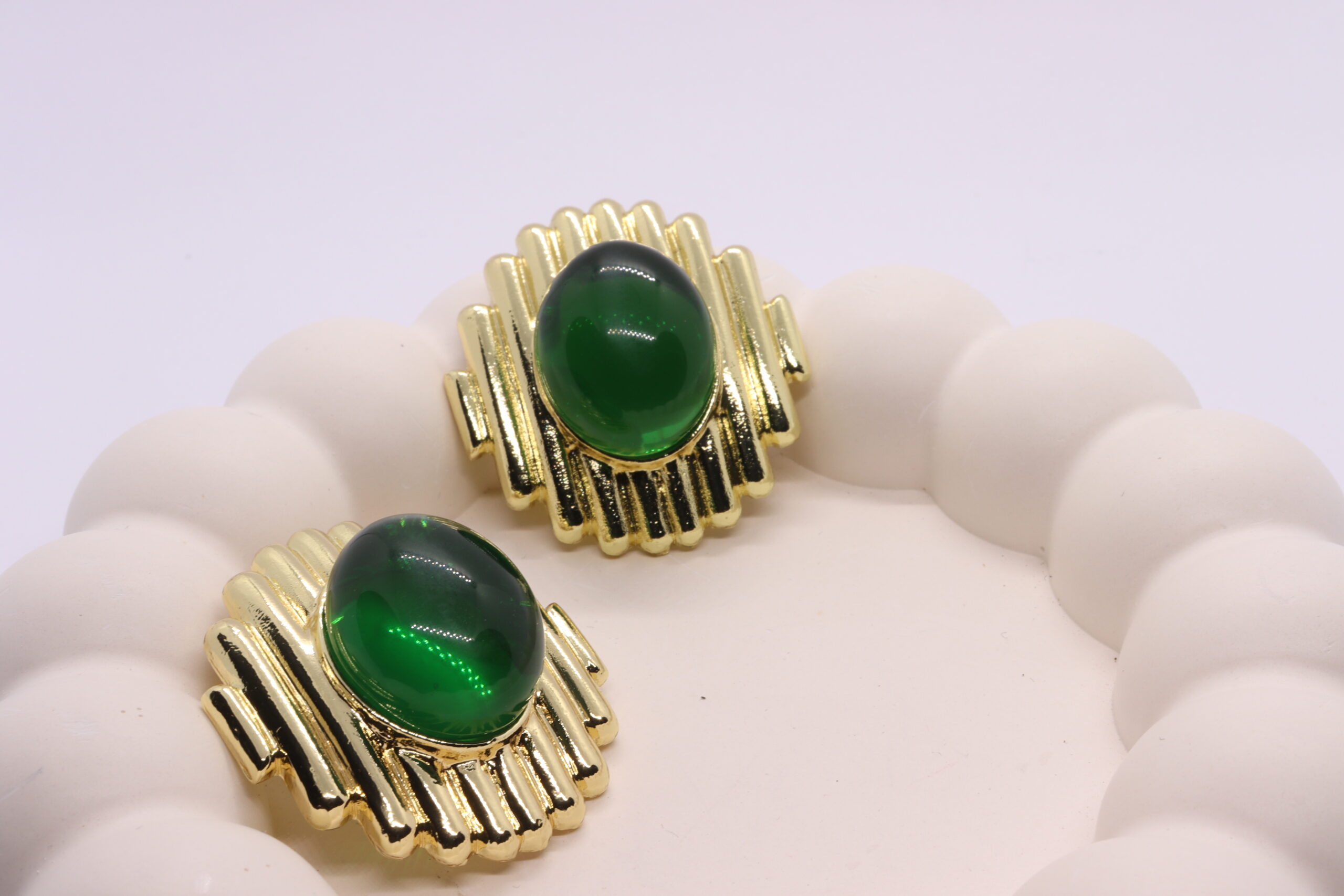 VİNTAGE ZÜMRÜT YEŞİL KÜPE - Görsel 3